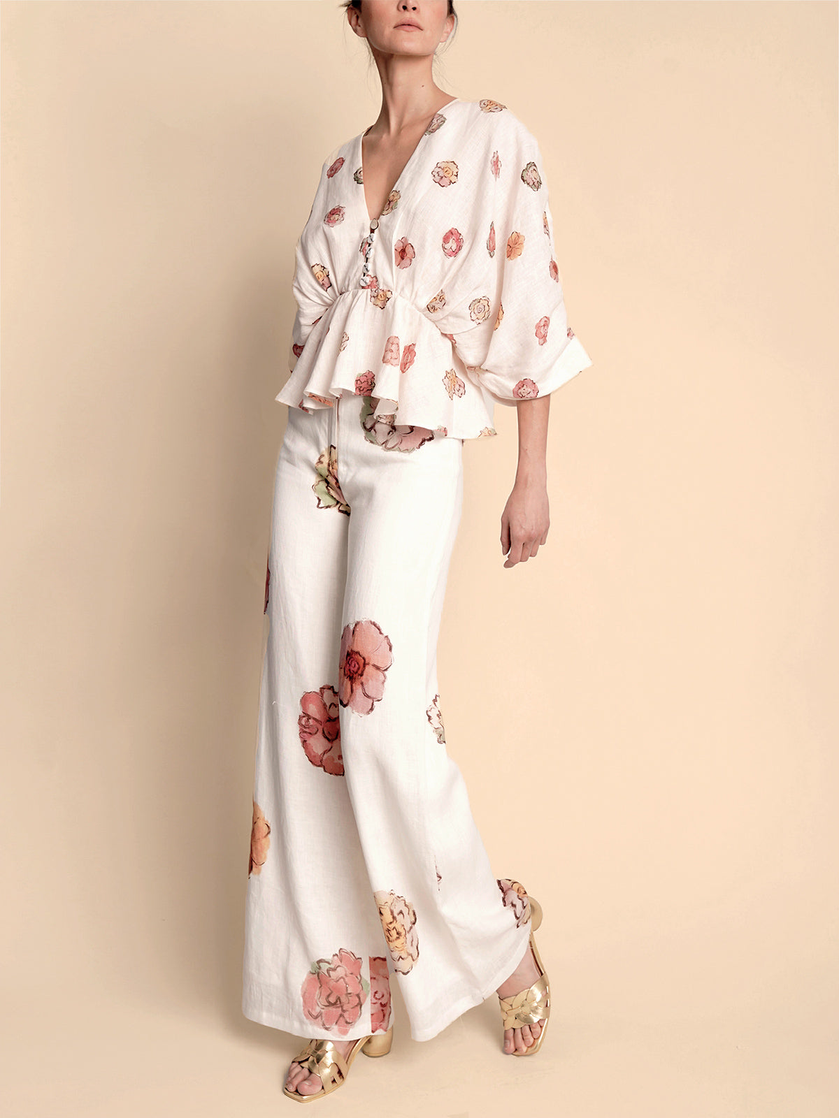 PANTALÓN SARABI IVORY MINI FLORAL